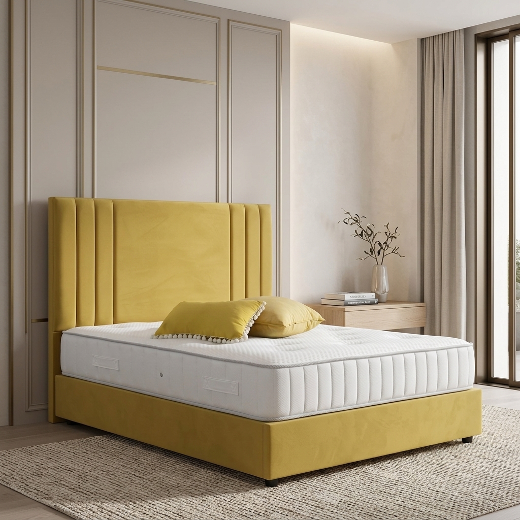 Newyork style Divan Bed Set With Tall Button Headboard and Footboard – view 2