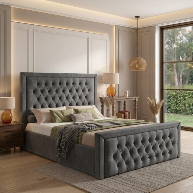Pink Rose Ottoman Storage Bed Frame