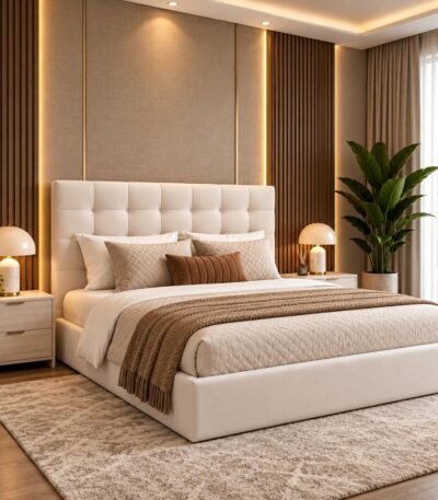 Arial Bed Set With Tall Button Headboard