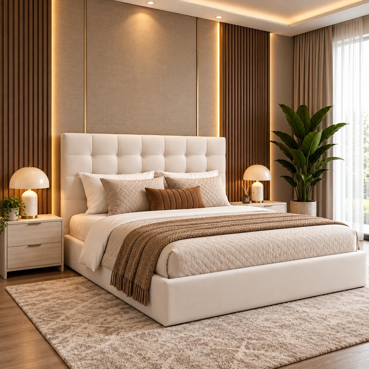 Arial Bed Set With Tall Button Headboard