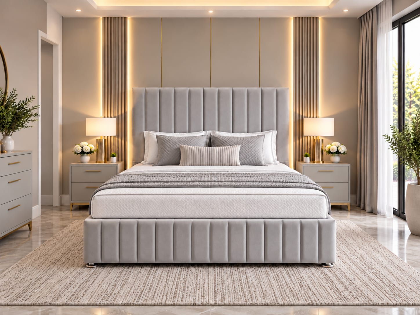 Palm Beach Divan Bed Set With Tall Headboard and Footboard